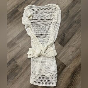 White Fox Cream Knit Cover Up with Open Back
